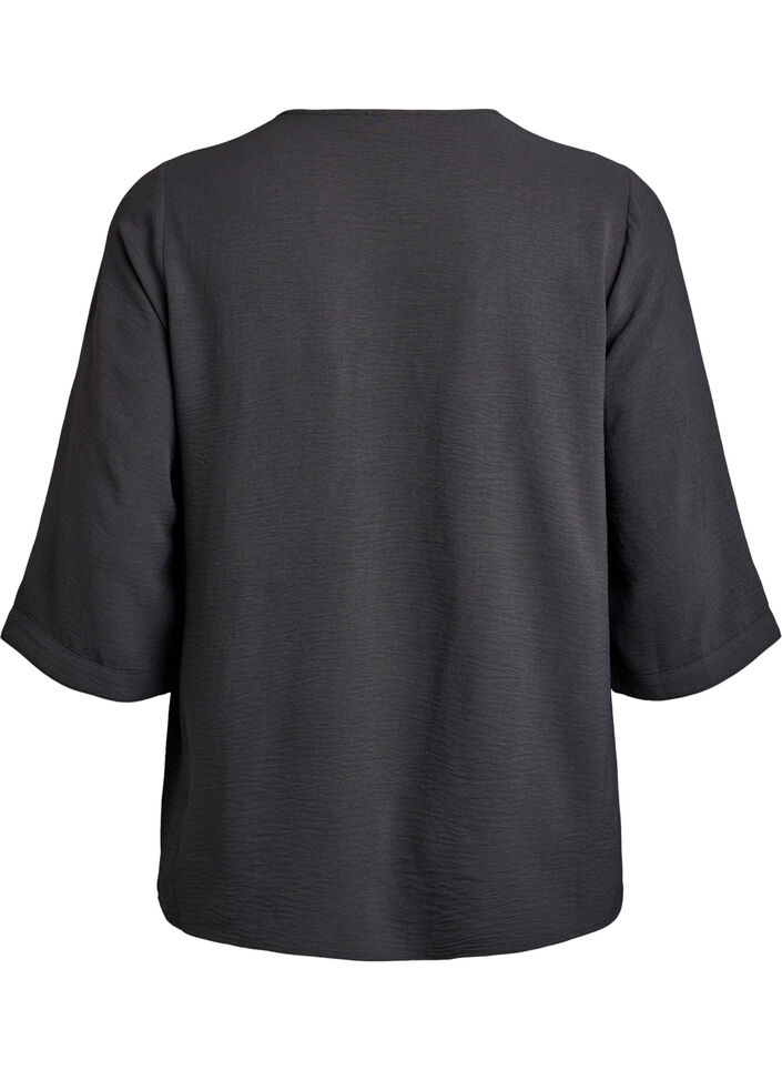 Chemisier &agrave; col V et manches 3/4, Gris anthracite, Packshot image number 1
