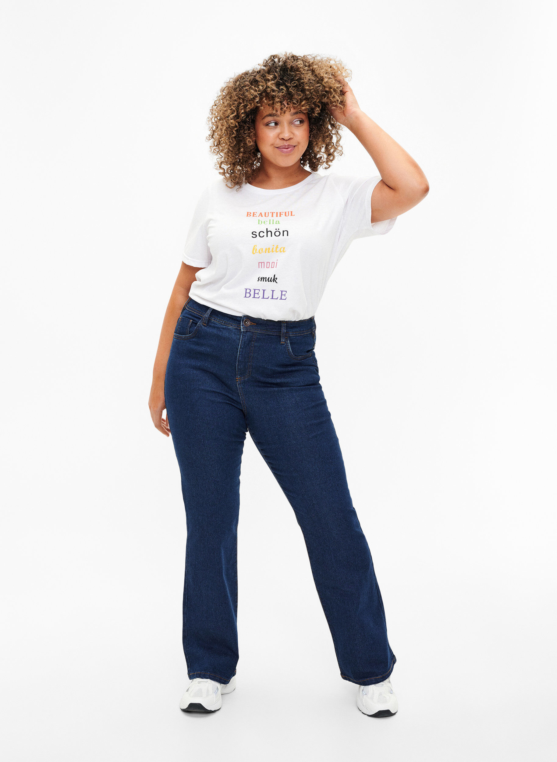 Zizzi FLASH - T-shirt avec motif, Bright White, Model image number 2