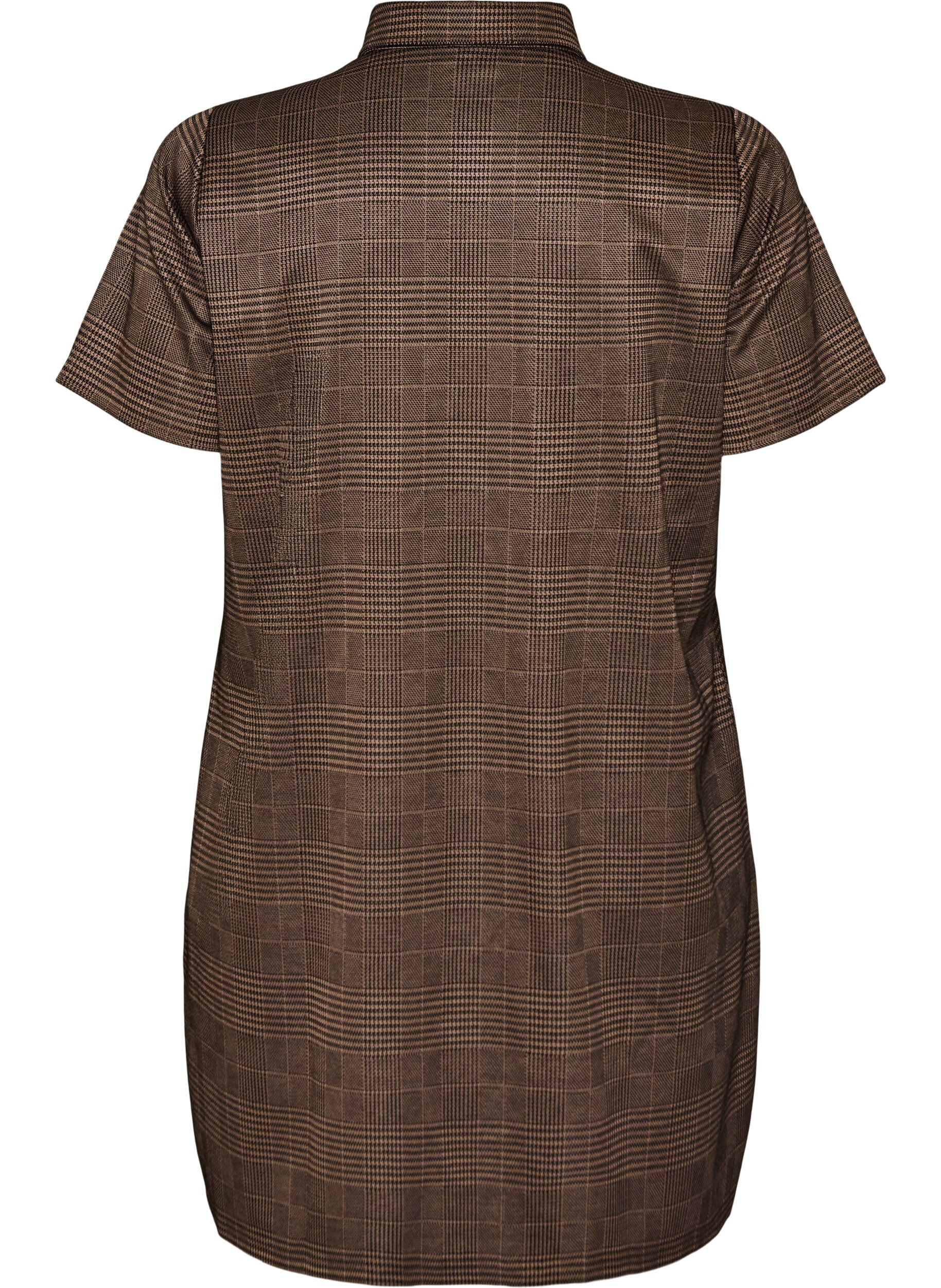 ZizziRobe courte &agrave; carreaux avec un col de chemise, Marron, Packshot image number 1