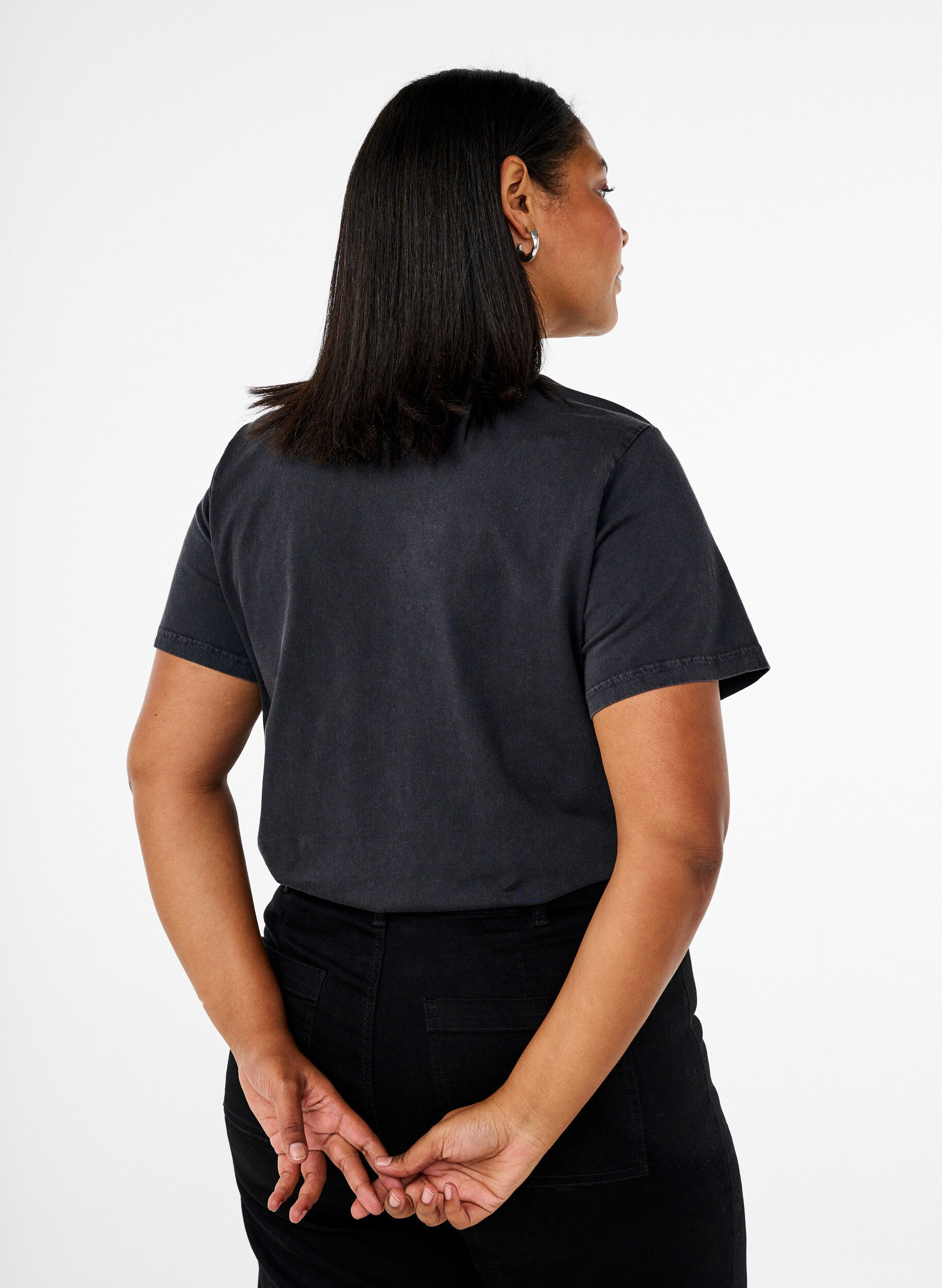 ZizziT-shirt in biologisch katoen met grafische print, Grijs, Model image number 2