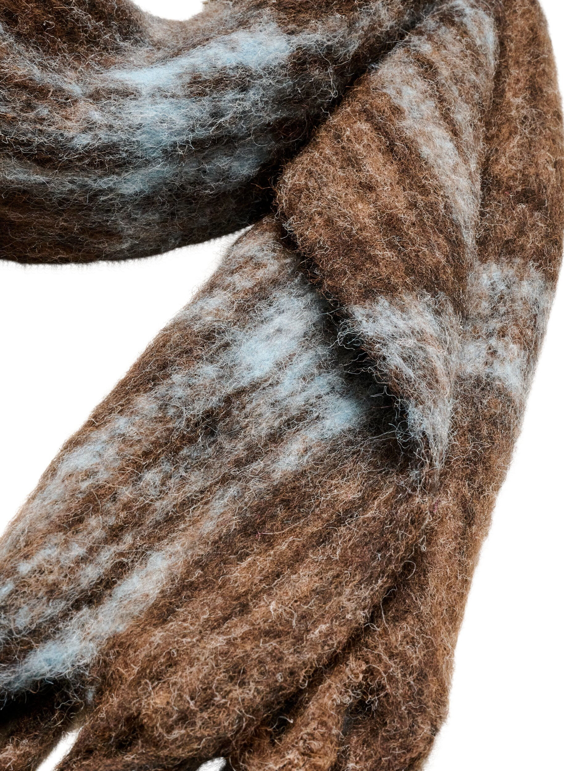 ZizziZachte sjaal met franjes, Bruin, Packshot image number 1