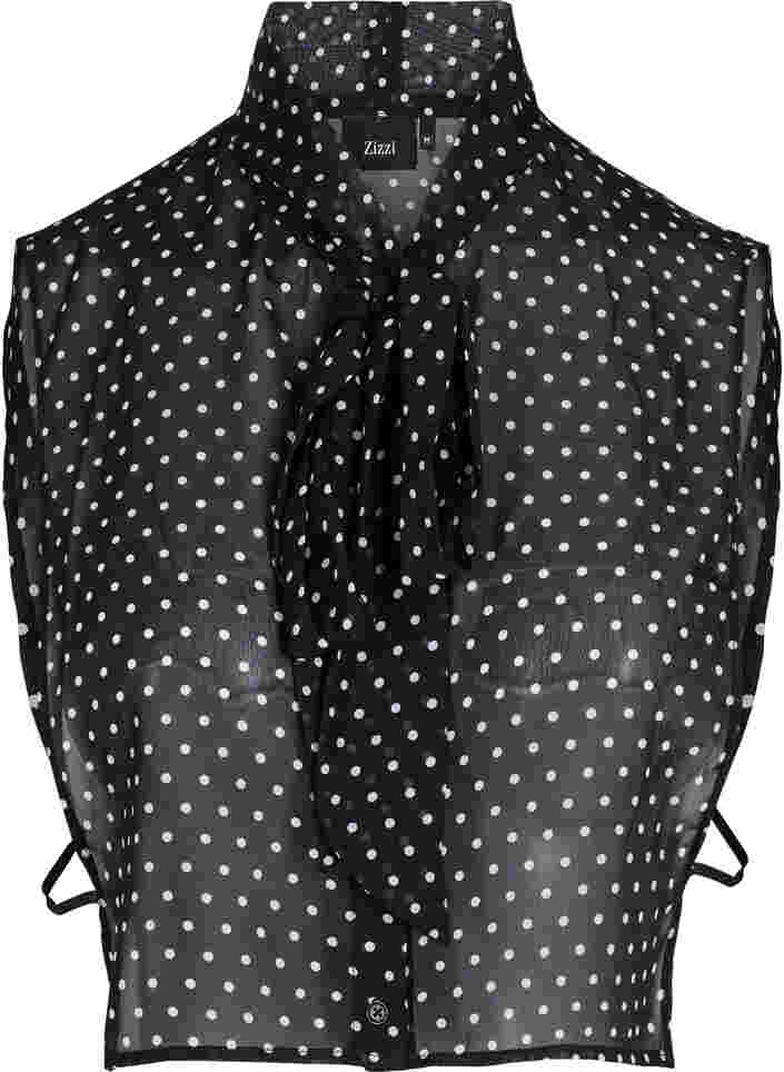 Col à pois avec détail de cravate, Black w. White , Packshot image number 0