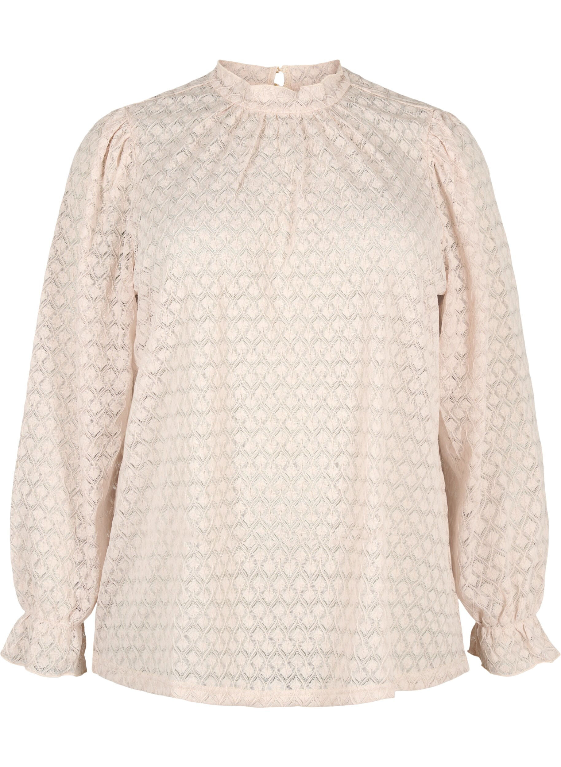 ZizziBlouse met lange mouwen en gedessineerde textuur, Whisper Pink, Packshot image number 0