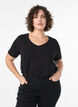 Effen basic katoenen T-shirt, Zwart, Model image number 0