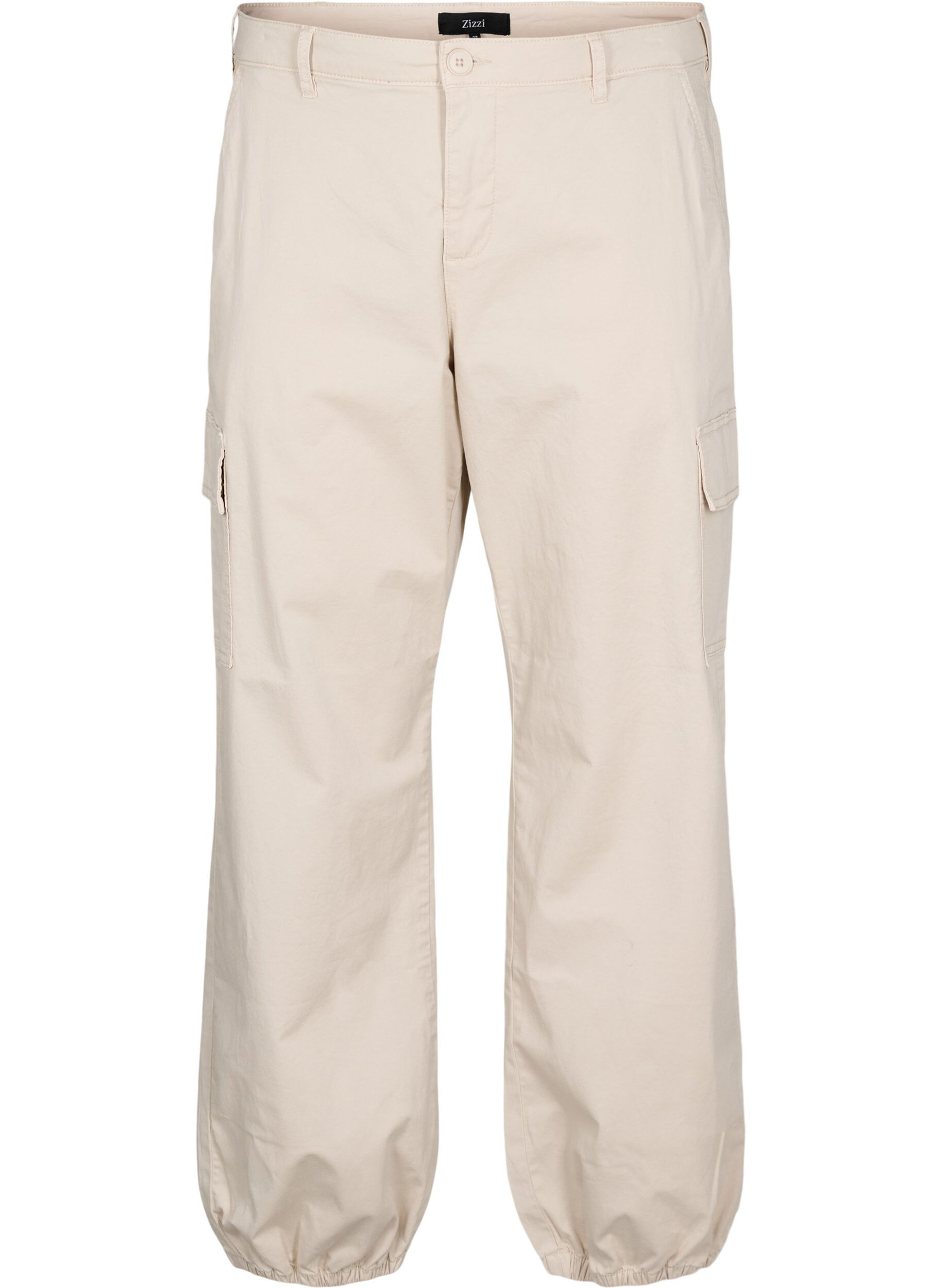 ZizziHoge taille cargobroek, Beige, Packshot image number 0