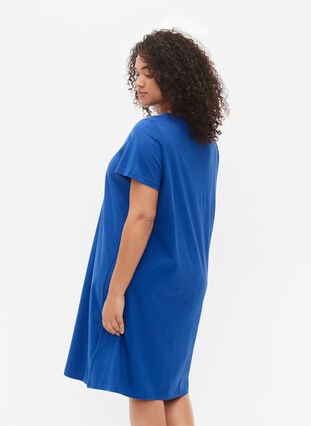 Katoenen nachthemd met korte mouwen, Dazzling Blue GOOD, Model image number 1