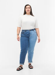 Jeans bicolores Mille mom fit, Lt. B. Comb, Model