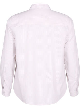 Katoenen overhemd met lange mouwen, White Taupe Stripe, Packshot image number 1