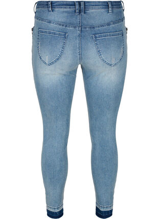 Super slim fit Amy jeans met slijtage, Blue denim, Packshot image number 1
