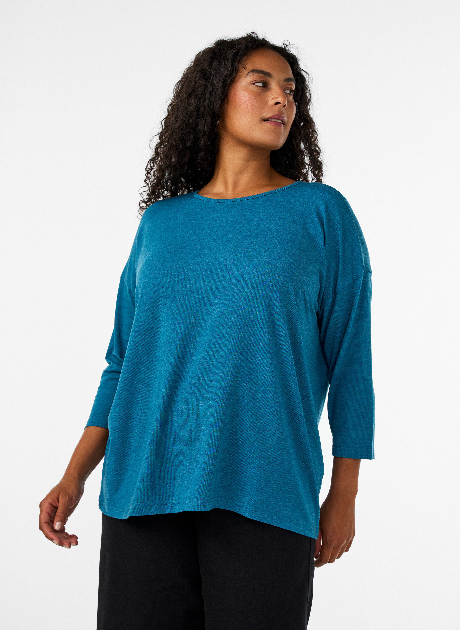 ZizziBlouse en jersey avec manches 3/4, Bleu, Model image number 0