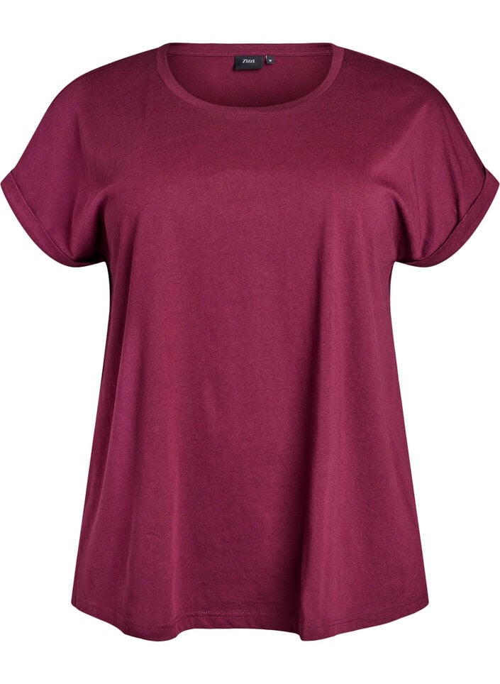 T-shirt &agrave; manches courtes en coton m&eacute;lang&eacute;, Bordeaux, Packshot image number 0