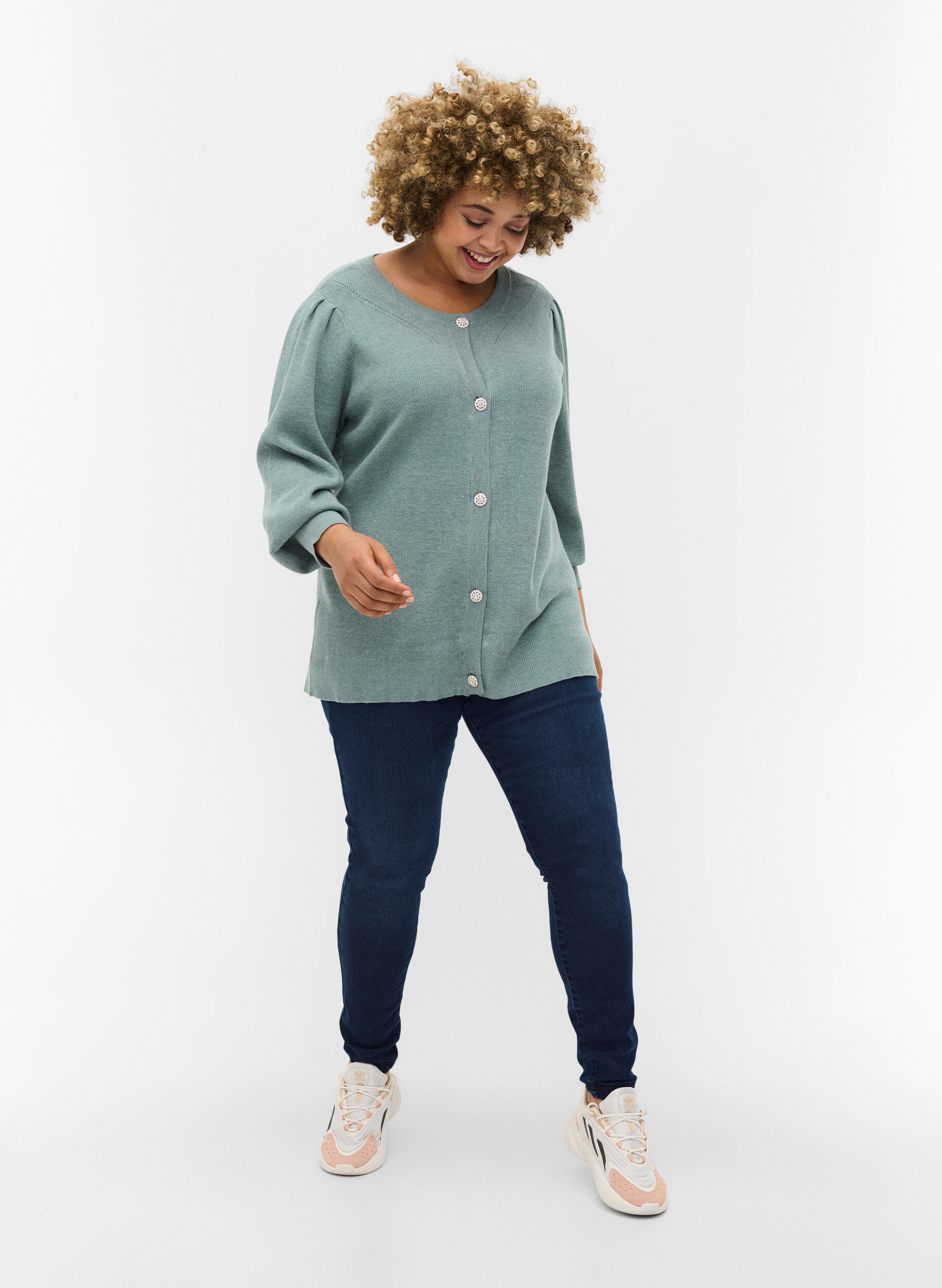 Zizzi Jegging en coton m&eacute;lang&eacute;, Dark blue denim, Model image number 0