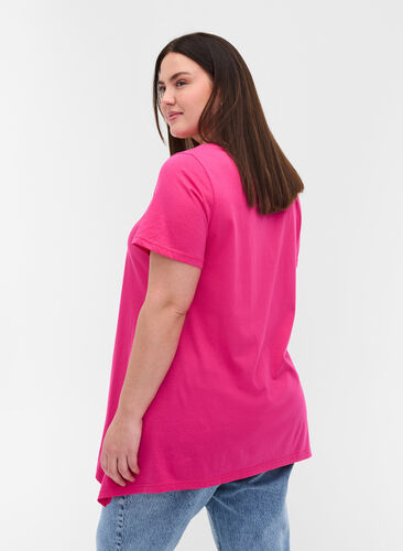 Katoenen t-shirt met korte mouwen en a-lijn, Beetroot Pur SUMMER, Model image number 1