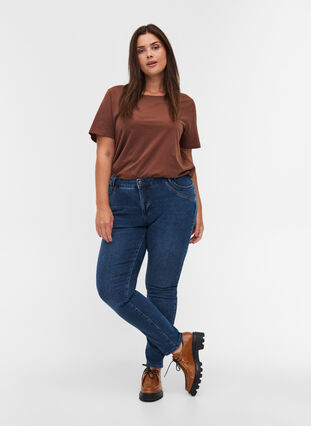 Extra slim fit Sanna jeans met normale taille, Blue denim, Model image number 0