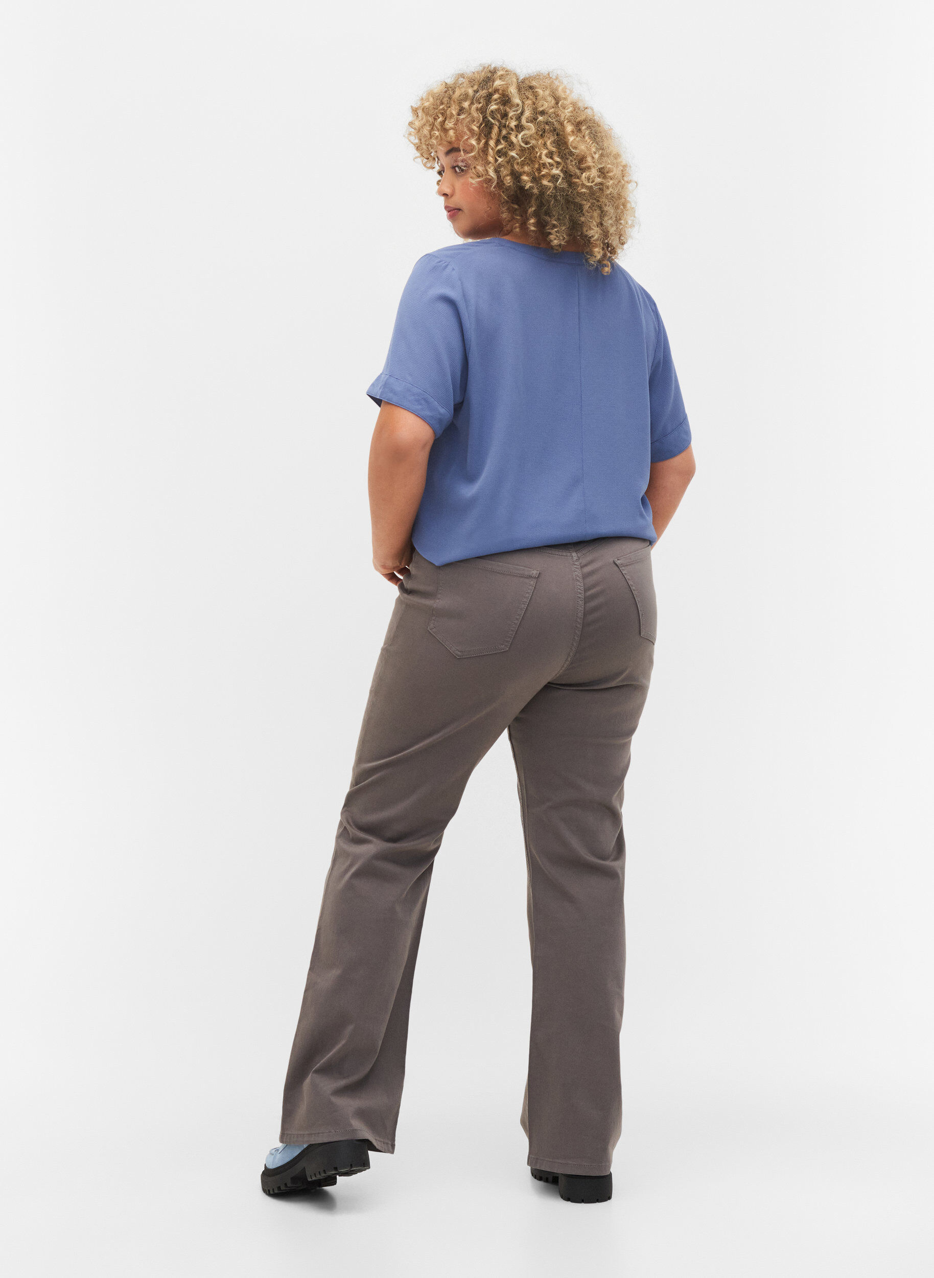 ZizziFlared jeans met extra hoge taille, Grijs, Model image number 1