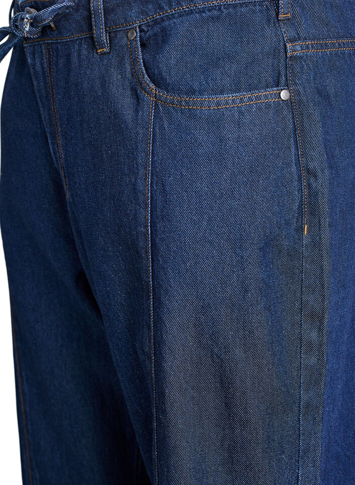 Wide leg jeans met strikceintuur en hoge taille, Blauw, Packshot image number 2