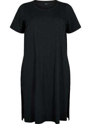 Robe en coton à manches courtes, Black, Packshot image number 0