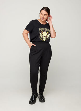 T-shirt en coton à manches courtes avec imprimé, Black, Model image number 2