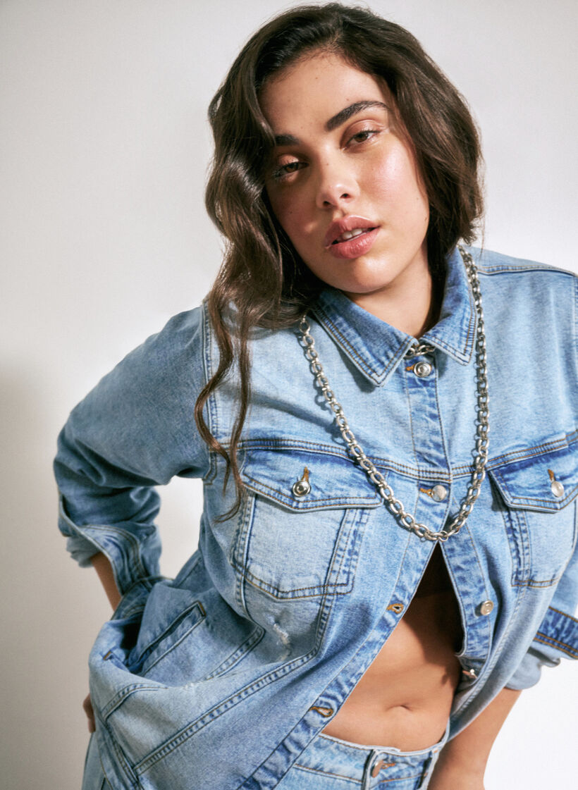 Kort katoenen spijkerjasje, Light blue denim, Image image number 0