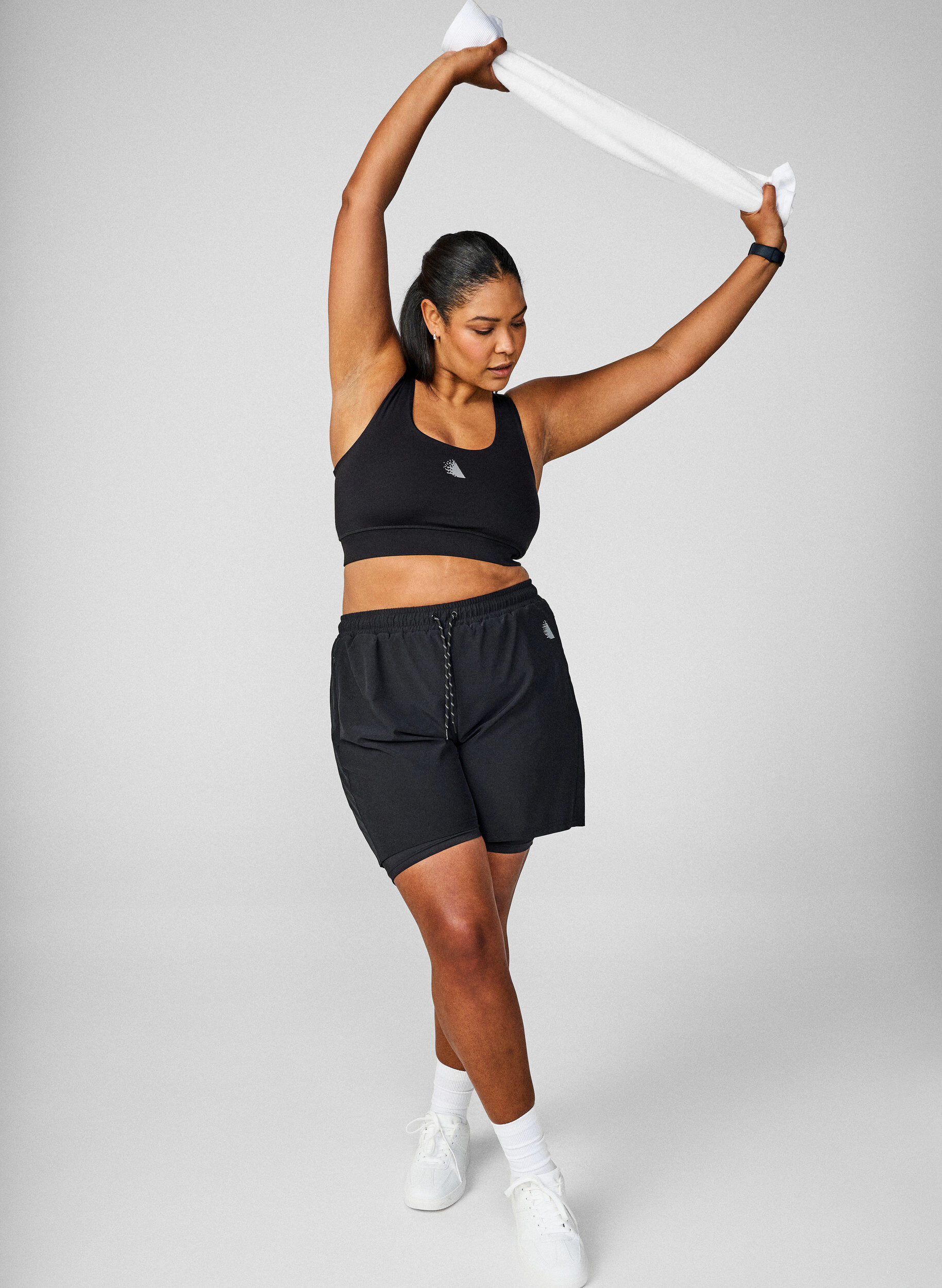 ZizziTrainingsshort met binnenbroekje, Zwart, Image image number 0