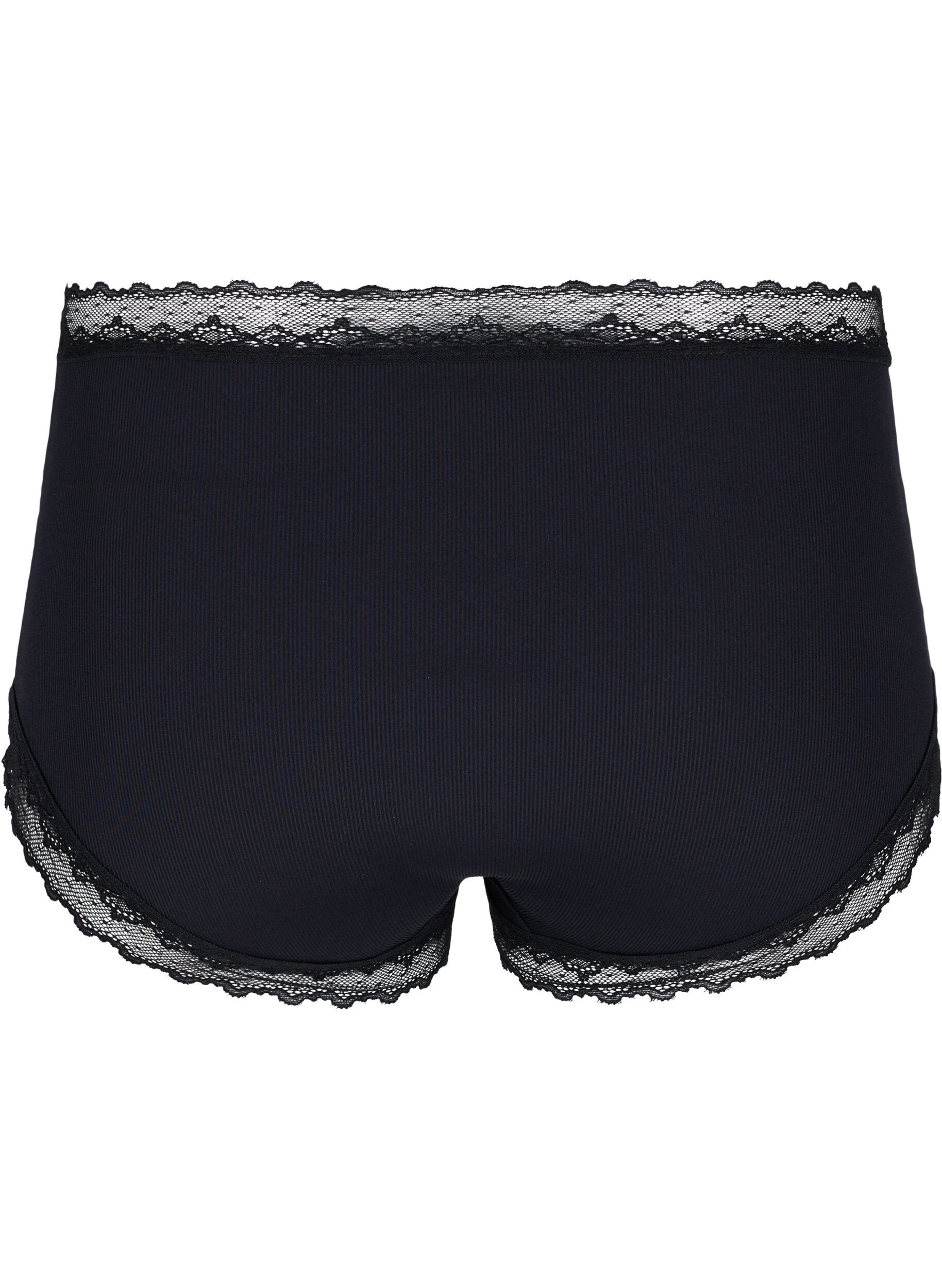 Zizzi Culotte taille haute avec dentelle, Black, Packshot image number 1