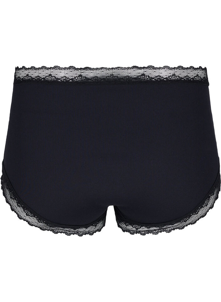 Culotte taille haute avec dentelle, Black, Packshot image number 1