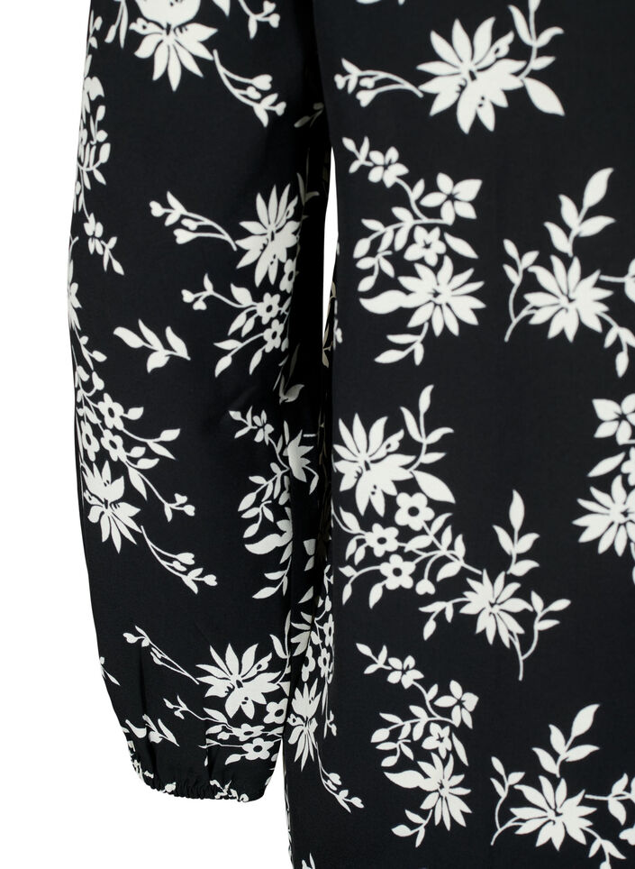 Blouse met pofmouwen, Black Flower AOP, Packshot image number 3