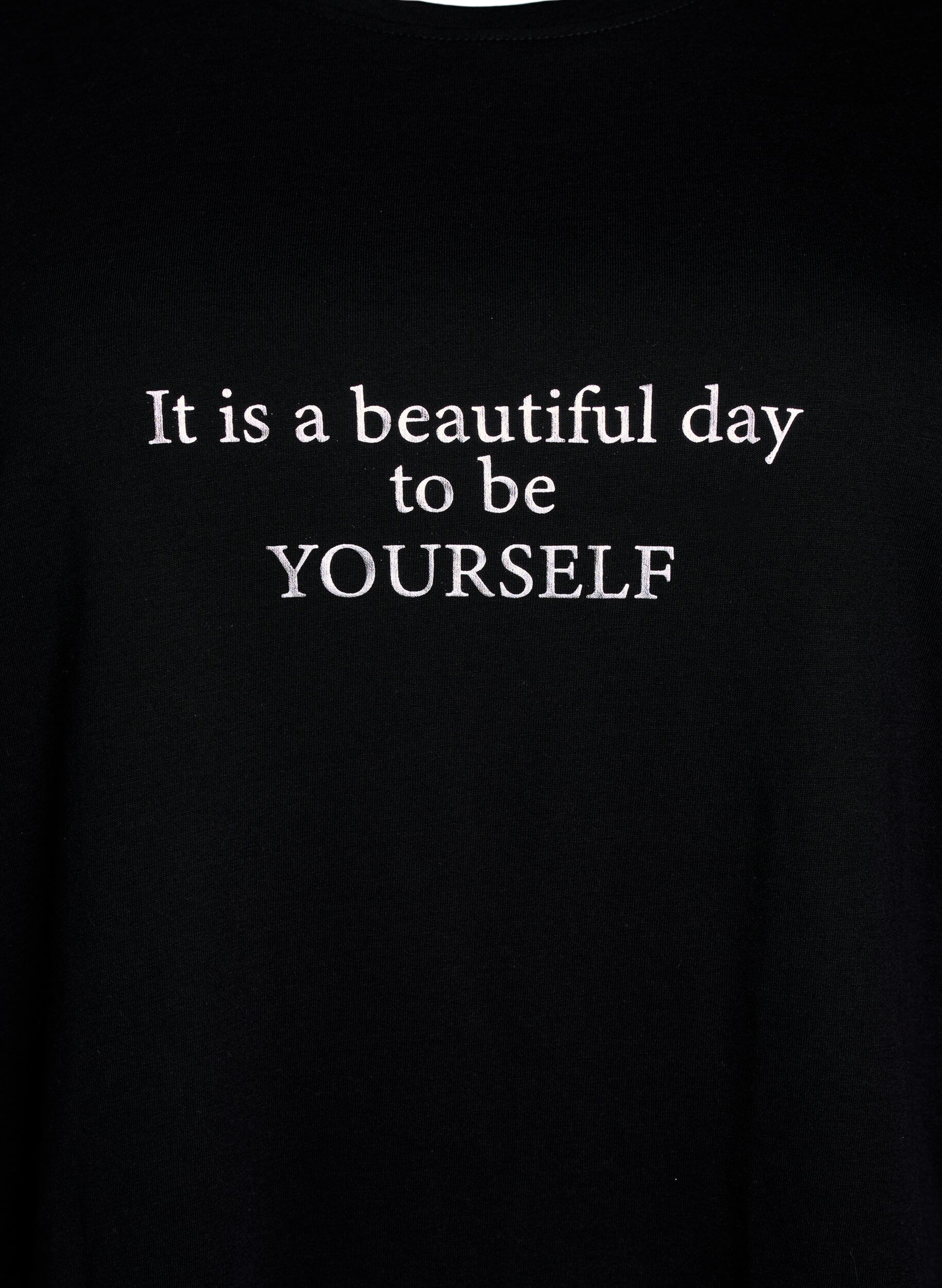 Zizzi T-shirt imprim&eacute;, Noir, Packshot image number 2