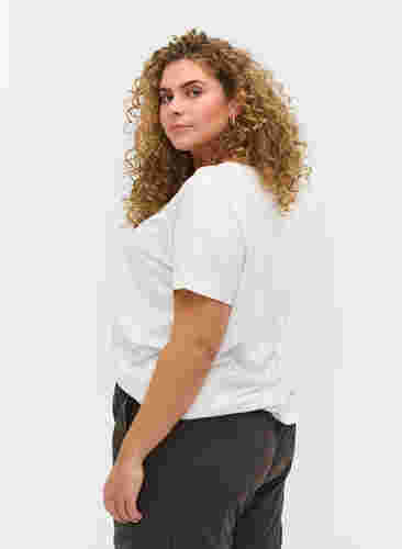 T-shirt en coton bio avec détail dentelle, Warm Off-white, Model image number 1