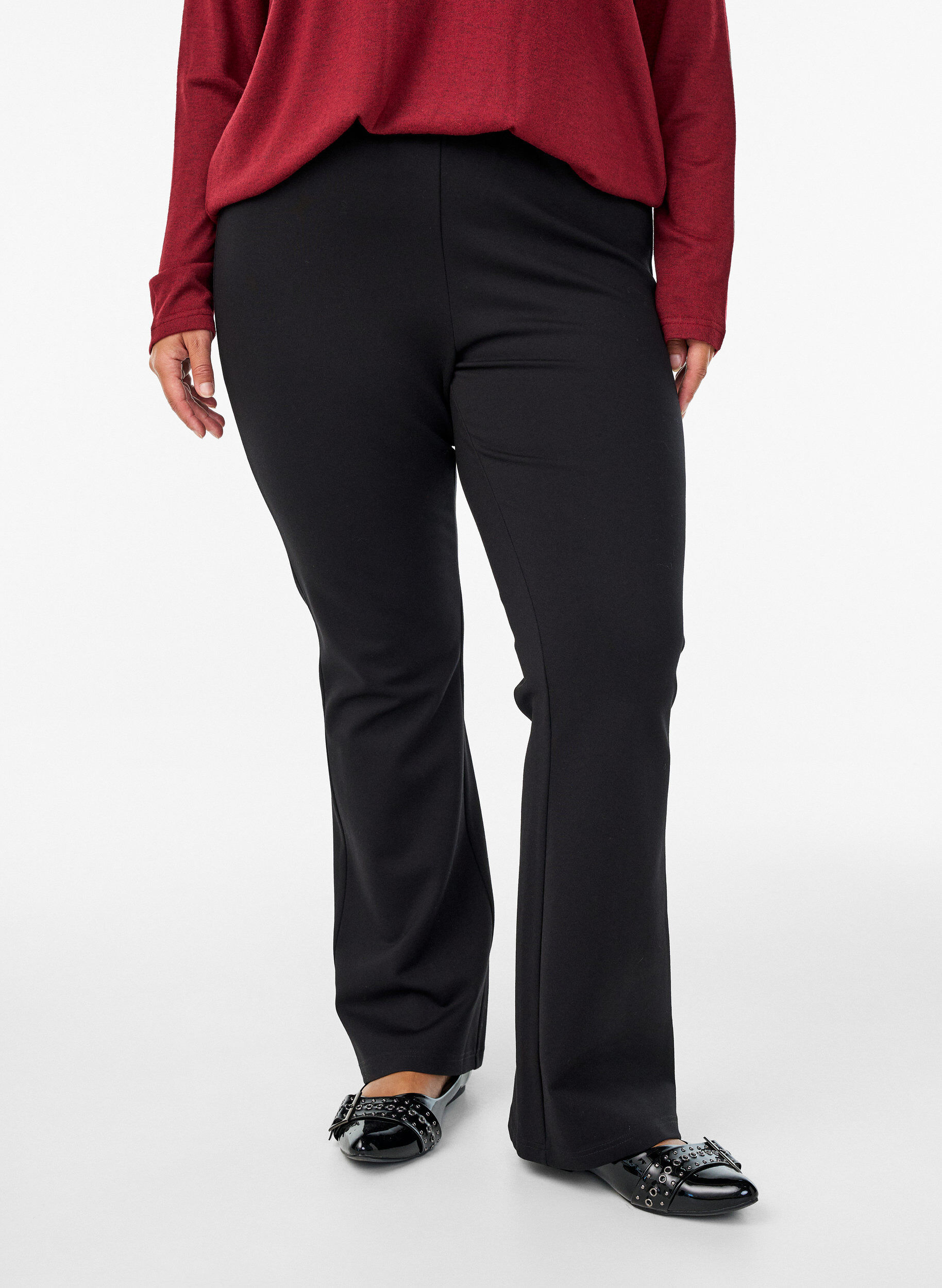 ZizziPantalon bootcut en m&eacute;lange de viscose, Noir, Model image number 2
