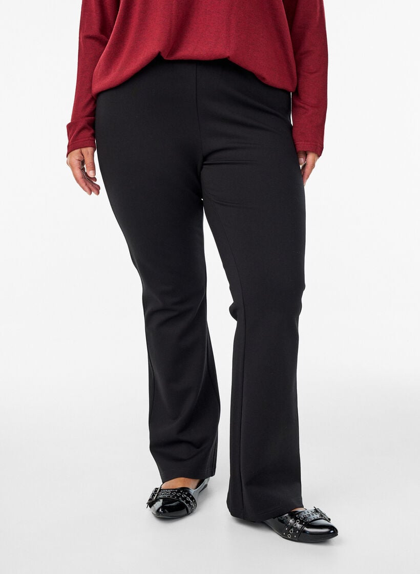 Pantalon bootcut en m&eacute;lange de viscose, Noir, Model image number 2