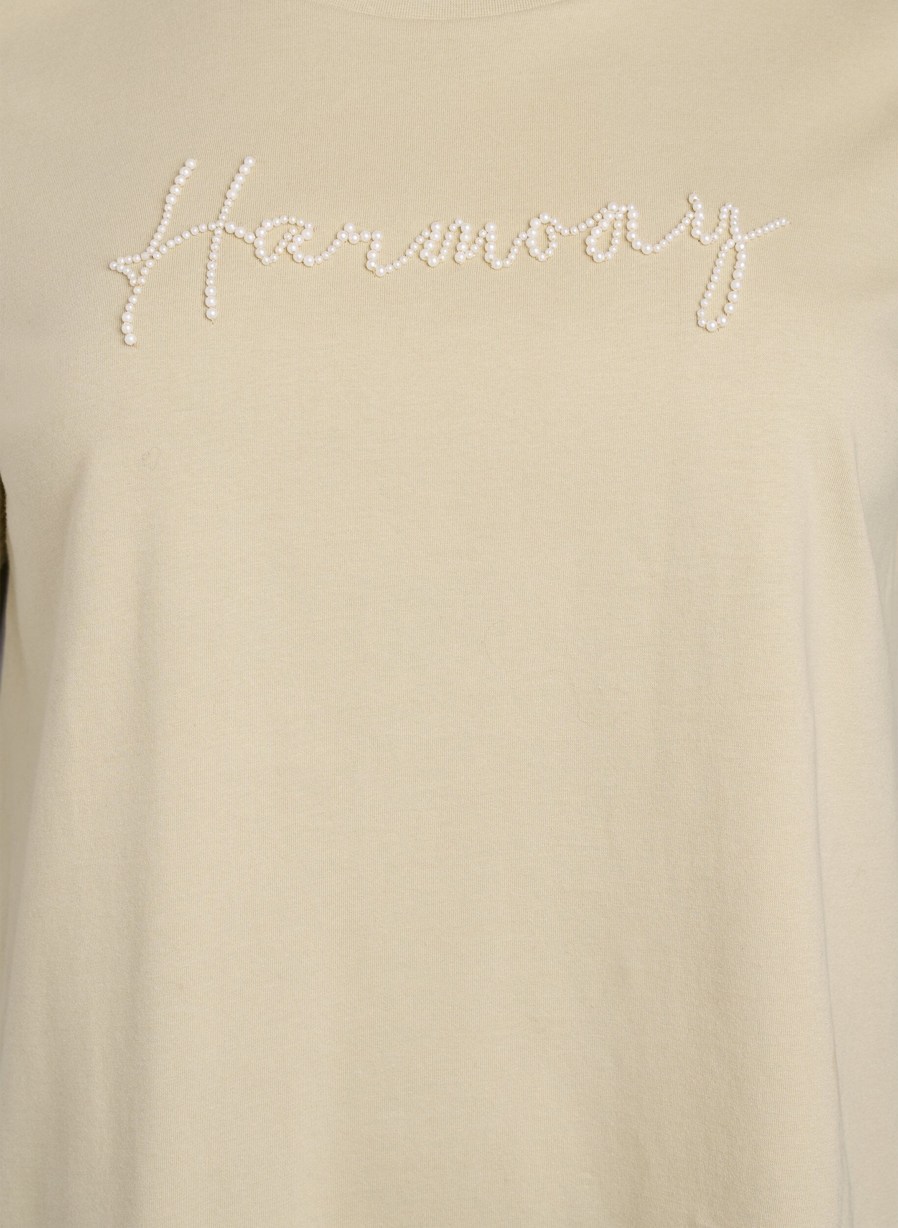 ZizziT-shirt in biologisch katoen met pareltekst, Beige, Packshot image number 2