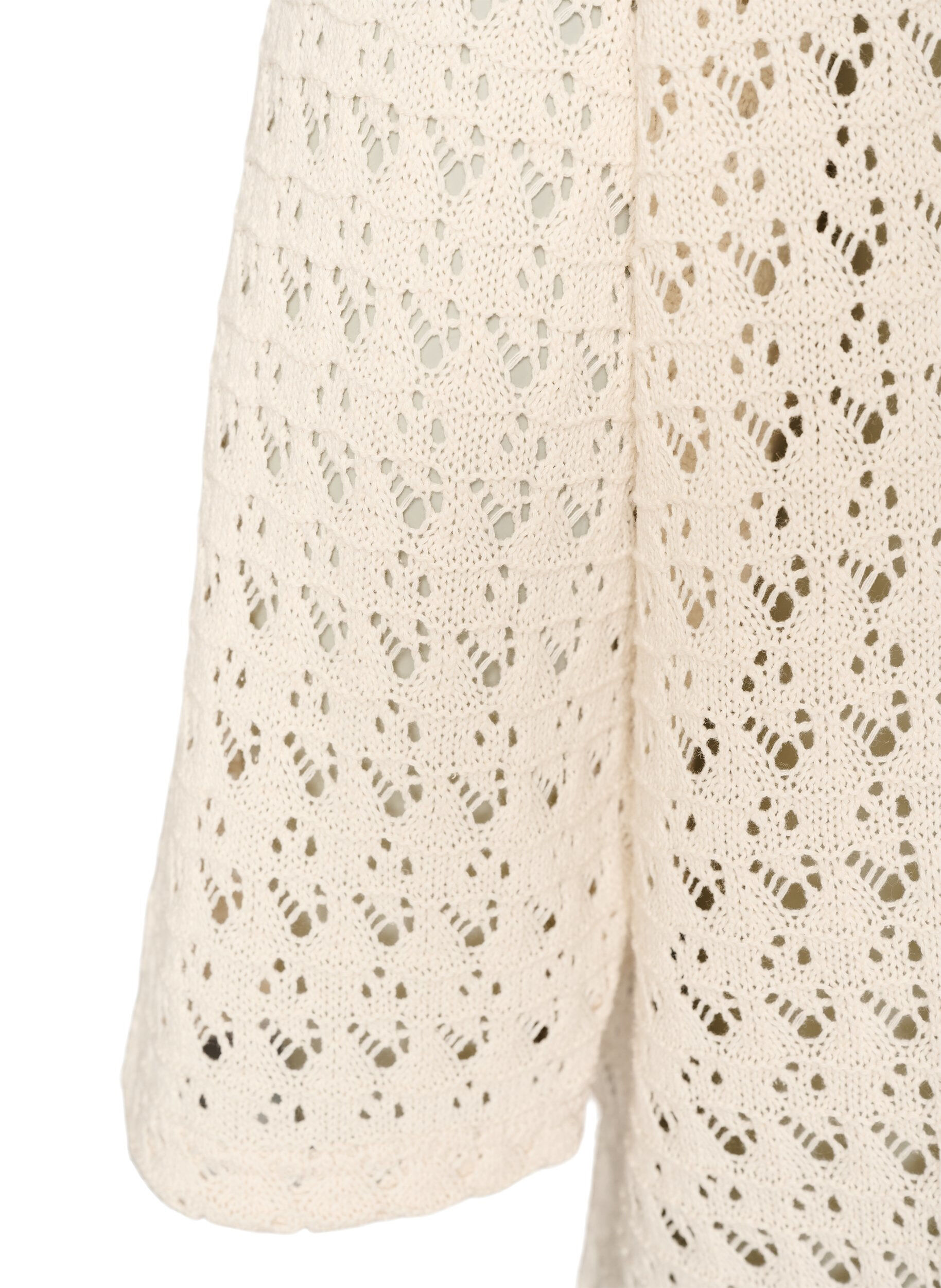 ZizziGebreid vest met open broderie en V-hals, Beige, Packshot image number 3