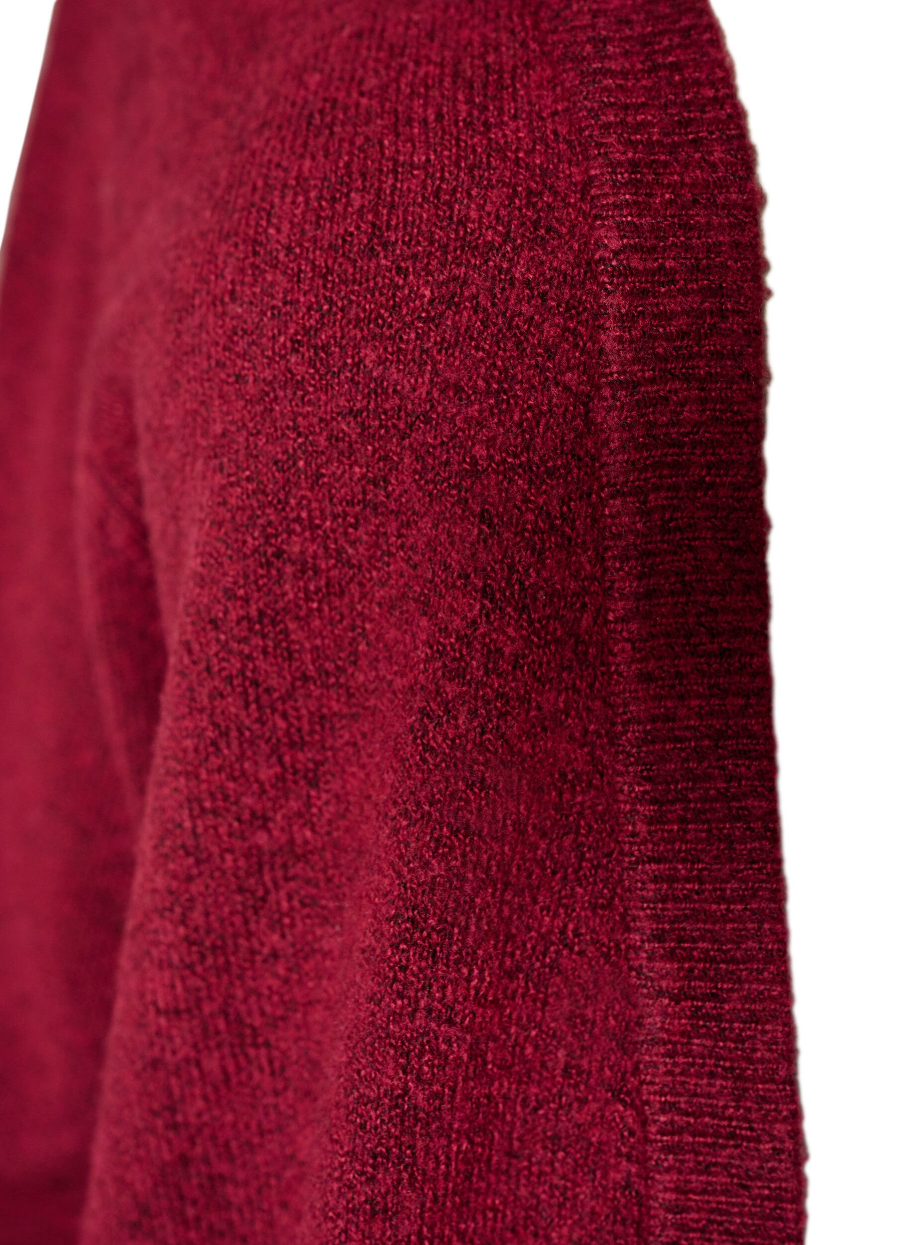 ZizziGeribd gebreid vest met zakken, Rood, Packshot image number 2