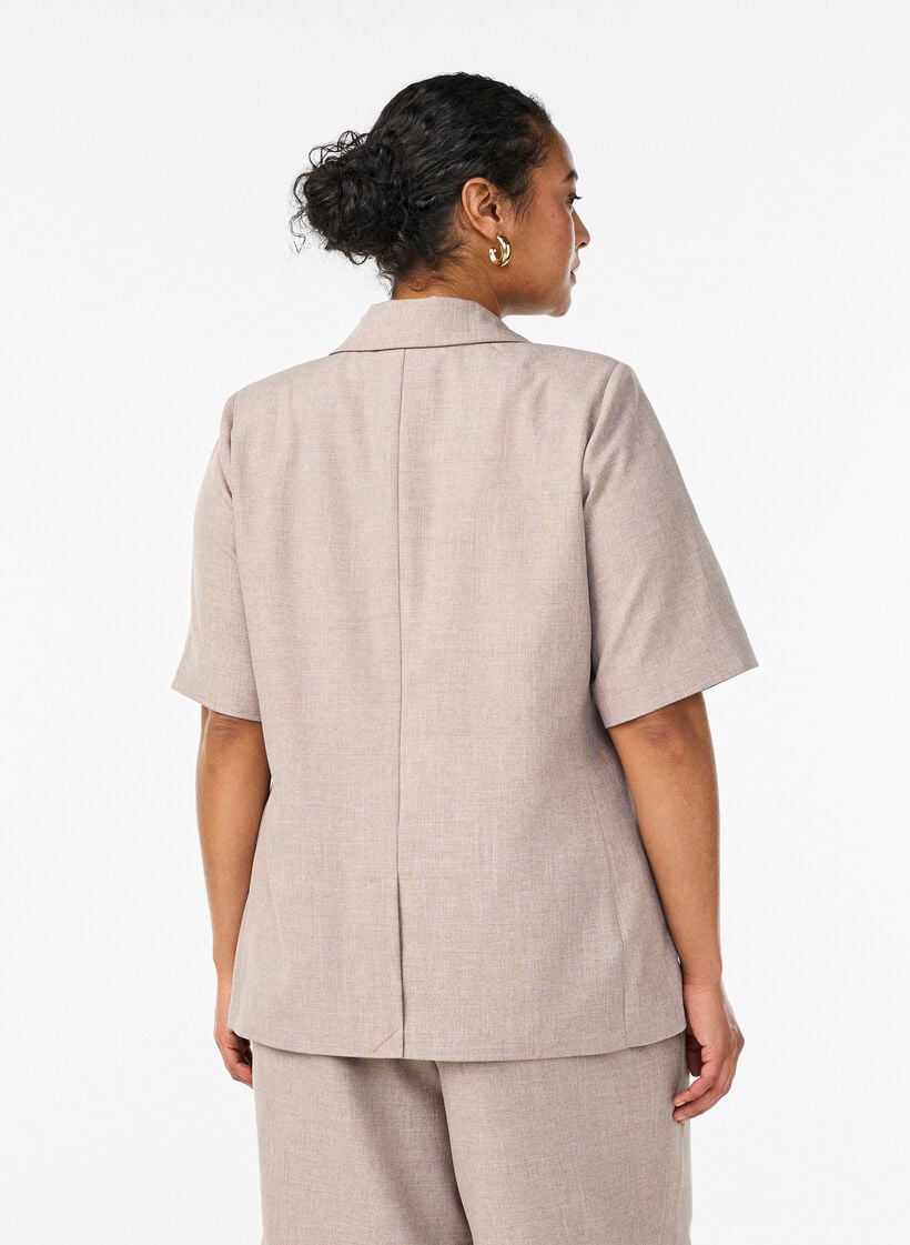 Blazer met korte mouwen en revers, Bruin, Model image number 2