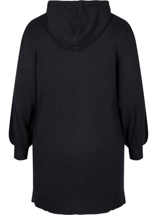 Robe en maille à capuche et manches bouffantes, Black, Packshot image number 1