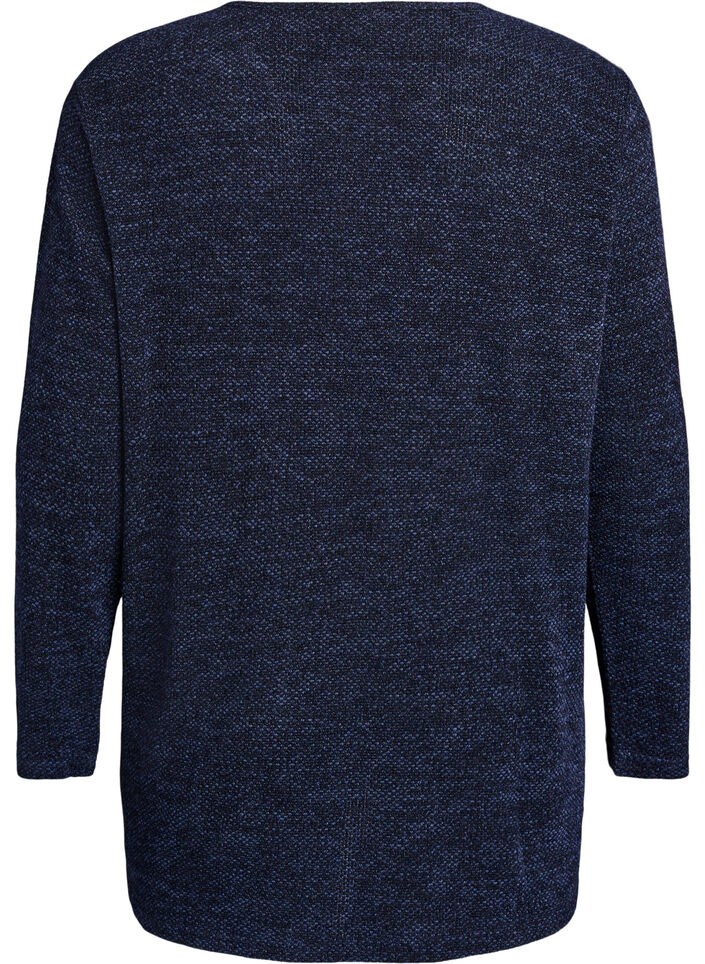 Blouse met lange mouwen en structuur, Blauw, Packshot image number 1