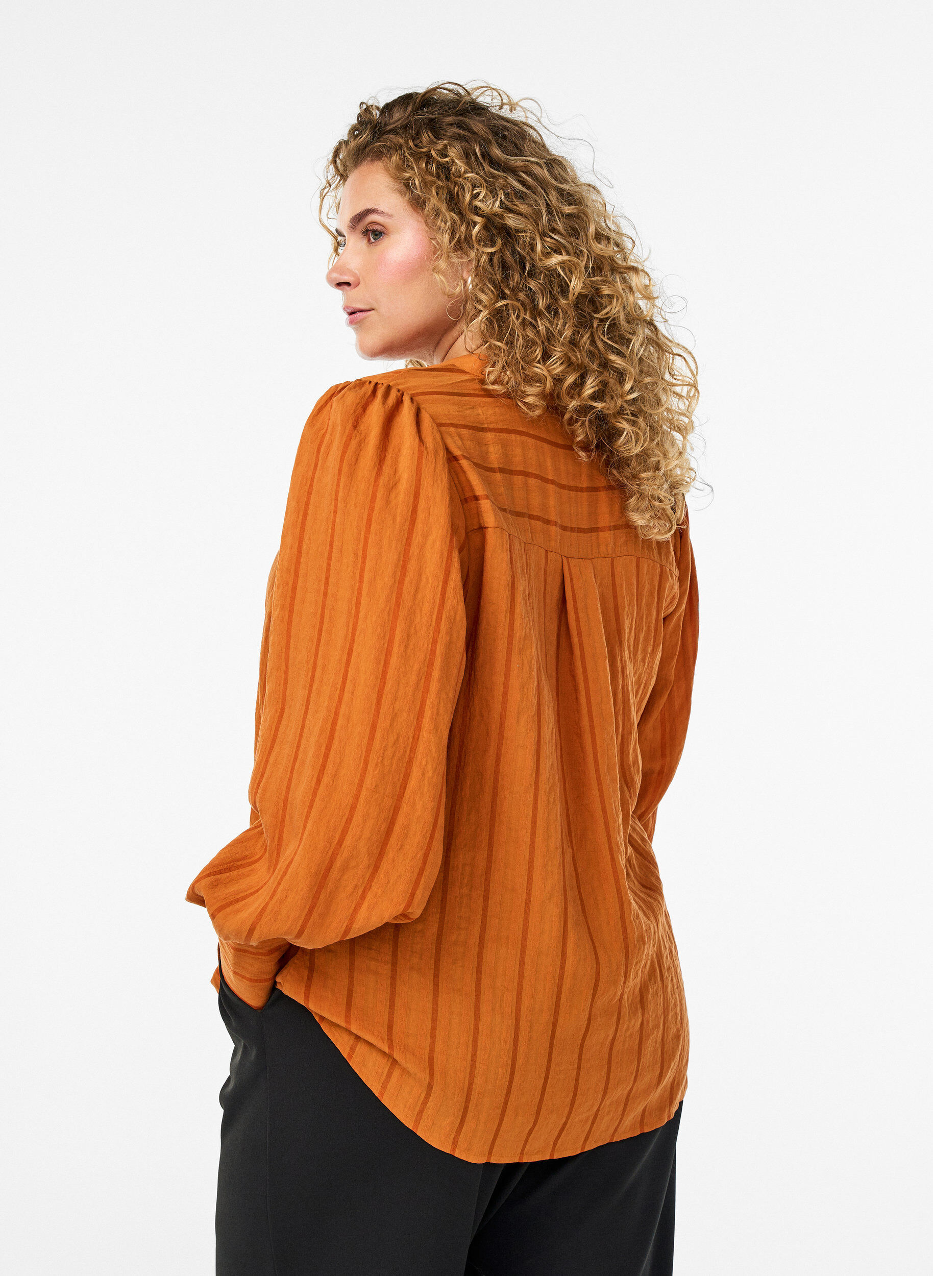 ZizziBlouse met verticale strepen, Oranje, Model image number 2