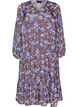 Midijurk met bloemenprint en ruchezoom, Bruin, Packshot image number 0