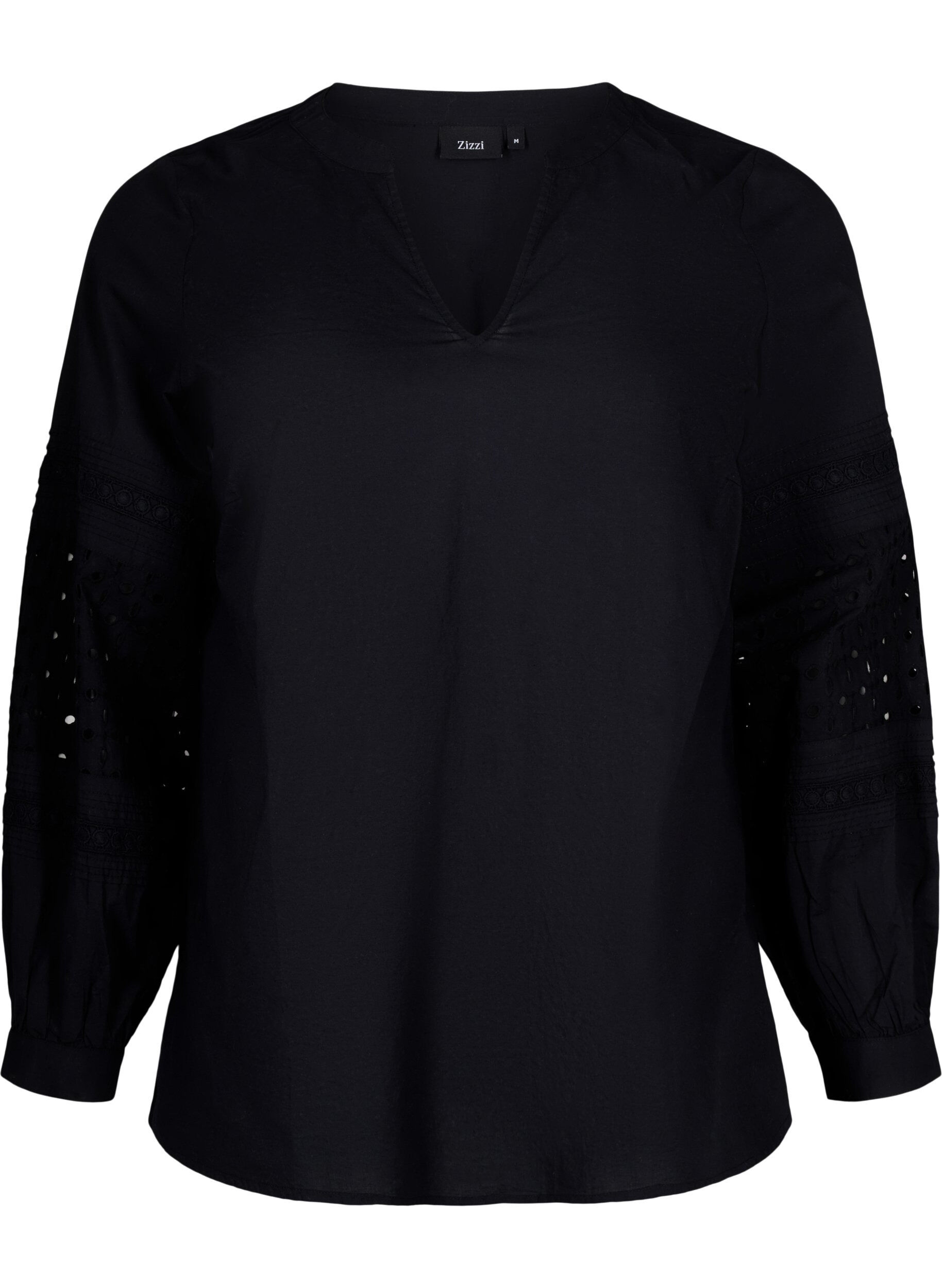ZizziBlouse met lange mouwen en decoratieve details, Black, Packshot image number 0