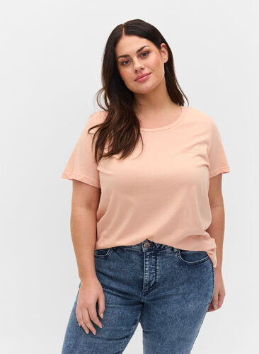 T-shirt en coton à manches courtes avec imprimé, Rose Cloud Loved, Model image number 0