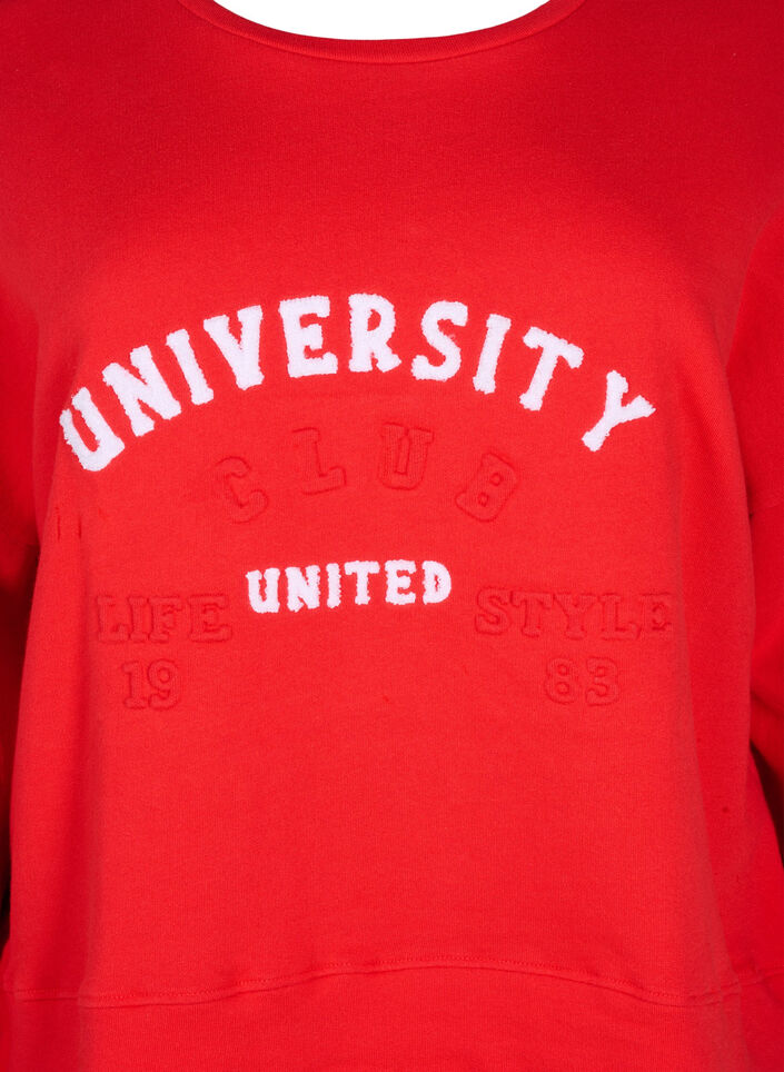 Sweat-shirt avec imprimé texte en relief, Rouge, Packshot image number 2