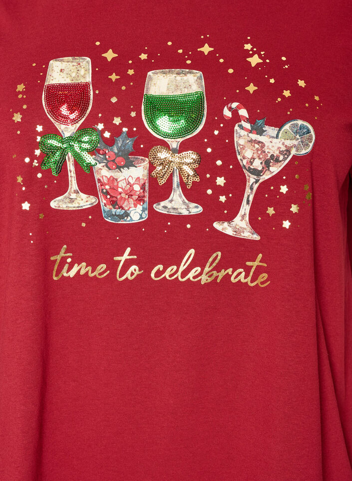 Kerst T-shirt van biologisch katoen, Rood, Packshot image number 2