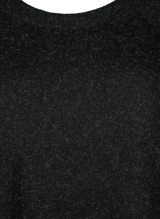 Gebreide gemêleerde pullover met parelknopen aan de zijkanten	, Dark Grey Melange, Packshot image number 2