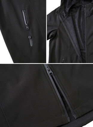 Veste softshell courte avec capuche amovible, Black, Packshot image number 4