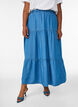 Denim maxi rok met ruches, Blauw, Model image number 2