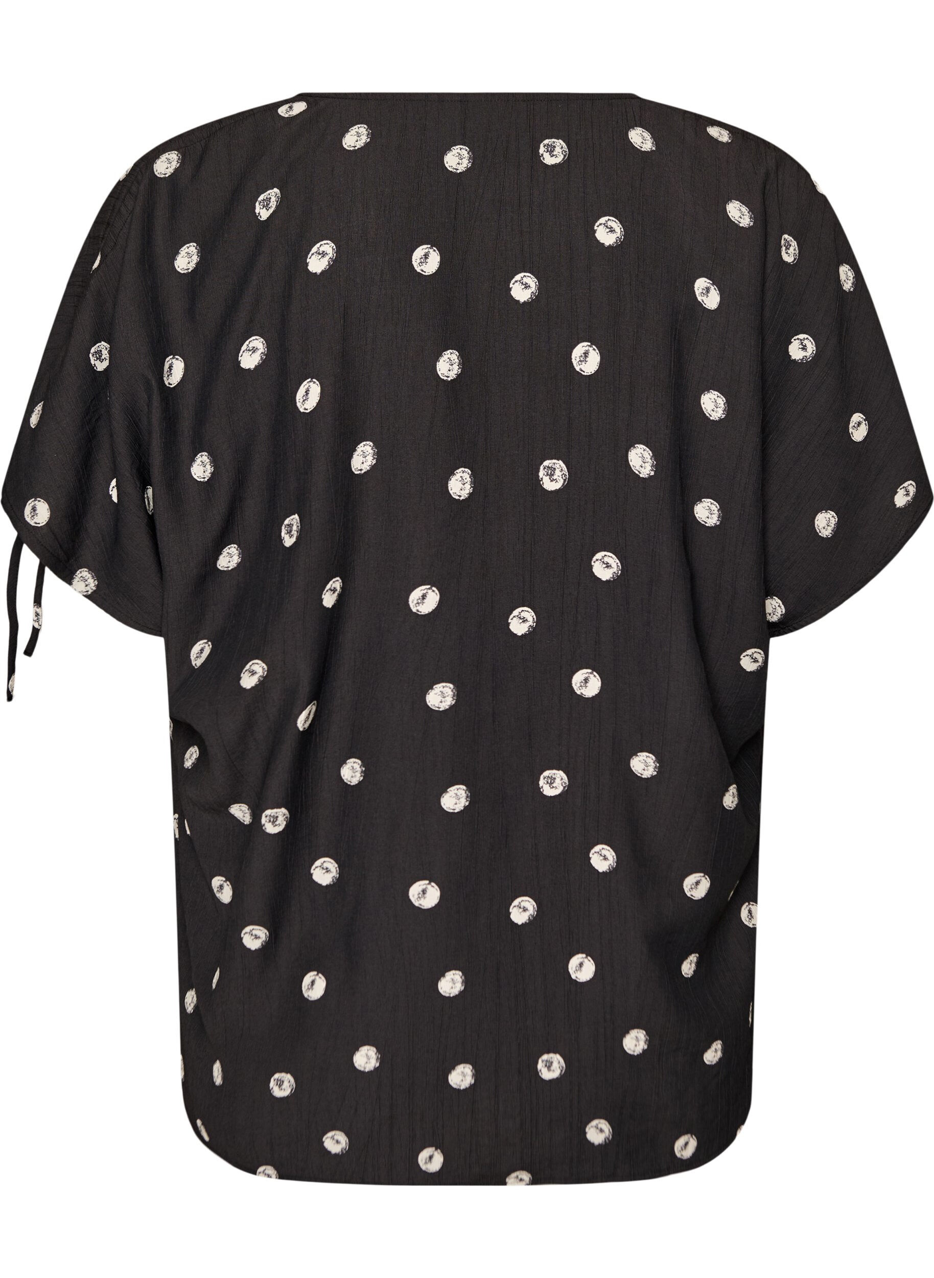 Zizzi Blouse en viscose avec manches fronc&eacute;es, Noir, Packshot image number 1