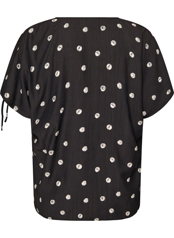 Blouse en viscose avec manches fronc&eacute;es, Noir, Packshot image number 1