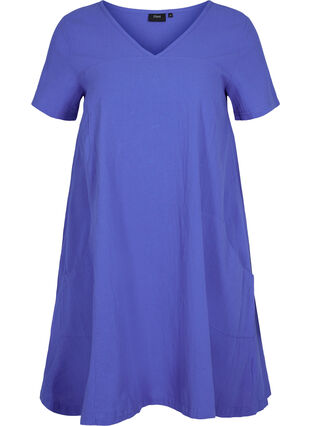 Robe à manches courtes en coton, Dazzling Blue, Packshot image number 0