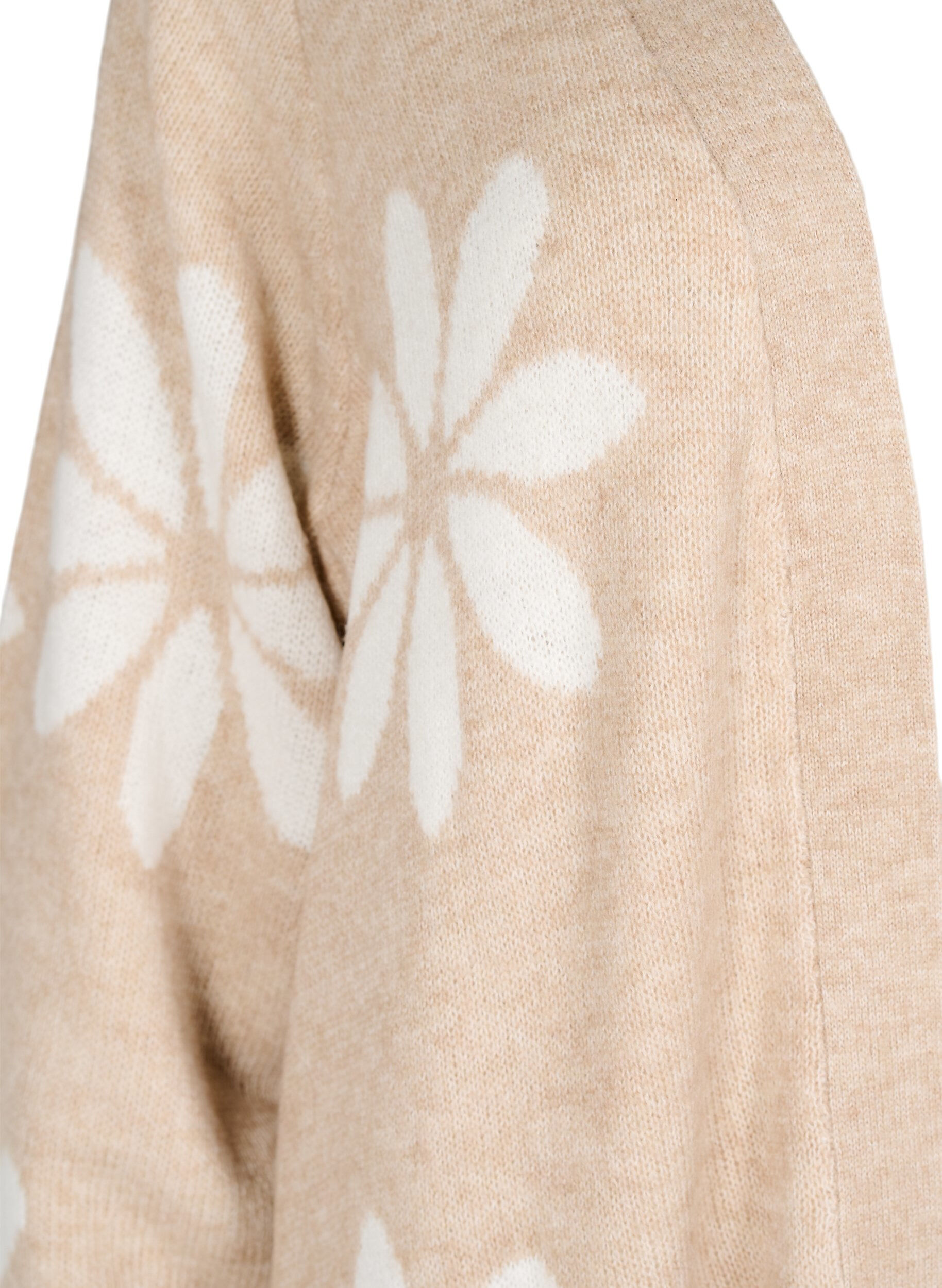 ZizziLange cardigan met bloemen breisel, Simply Taupe Comb, Packshot image number 2